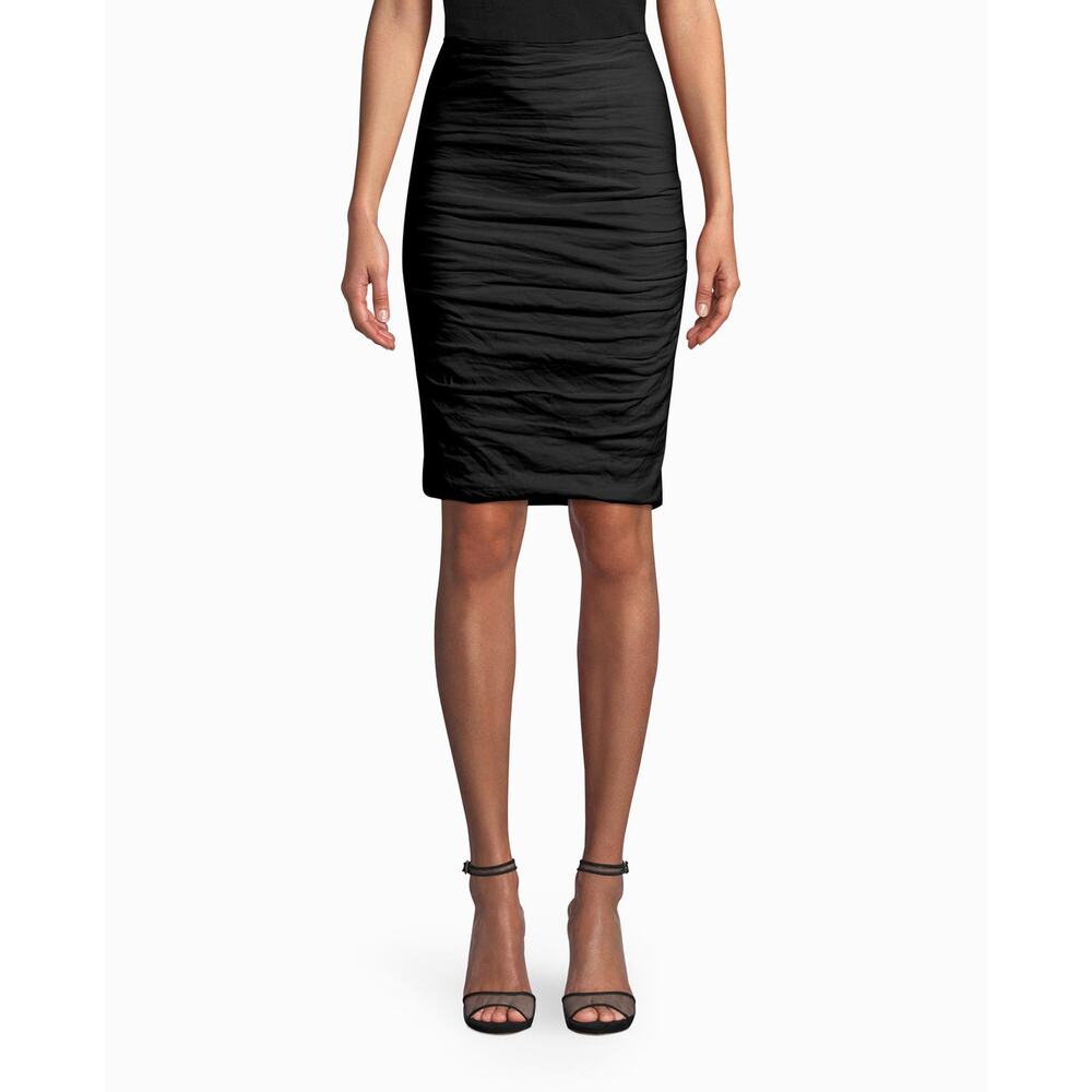 Nicole Miller‎ Artelier Black Cotton Metal Sandy Skirt Size 6